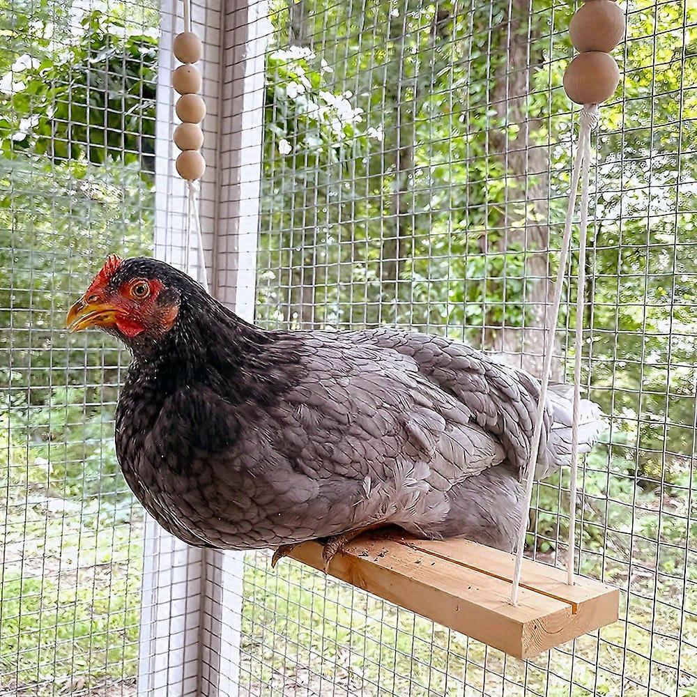 1pc צעצוע נדנדת עוף מעץ מלא - כיף טיפוס עמיד ללול, תרנגולים, תרנגולים ותוכים - תחנת מוט מבדרת גדולה