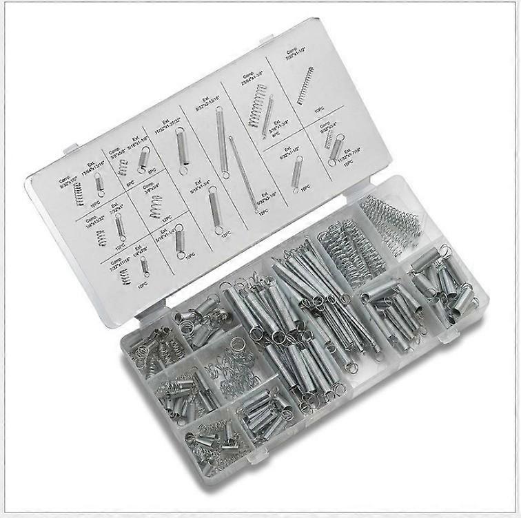 1 box with 200 pieces cylindrical compression spring combination set, silver