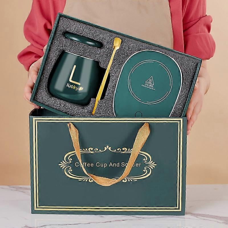Constant Temperature Heating Coffee Cup Set USB Plug(Green+Gift Box)