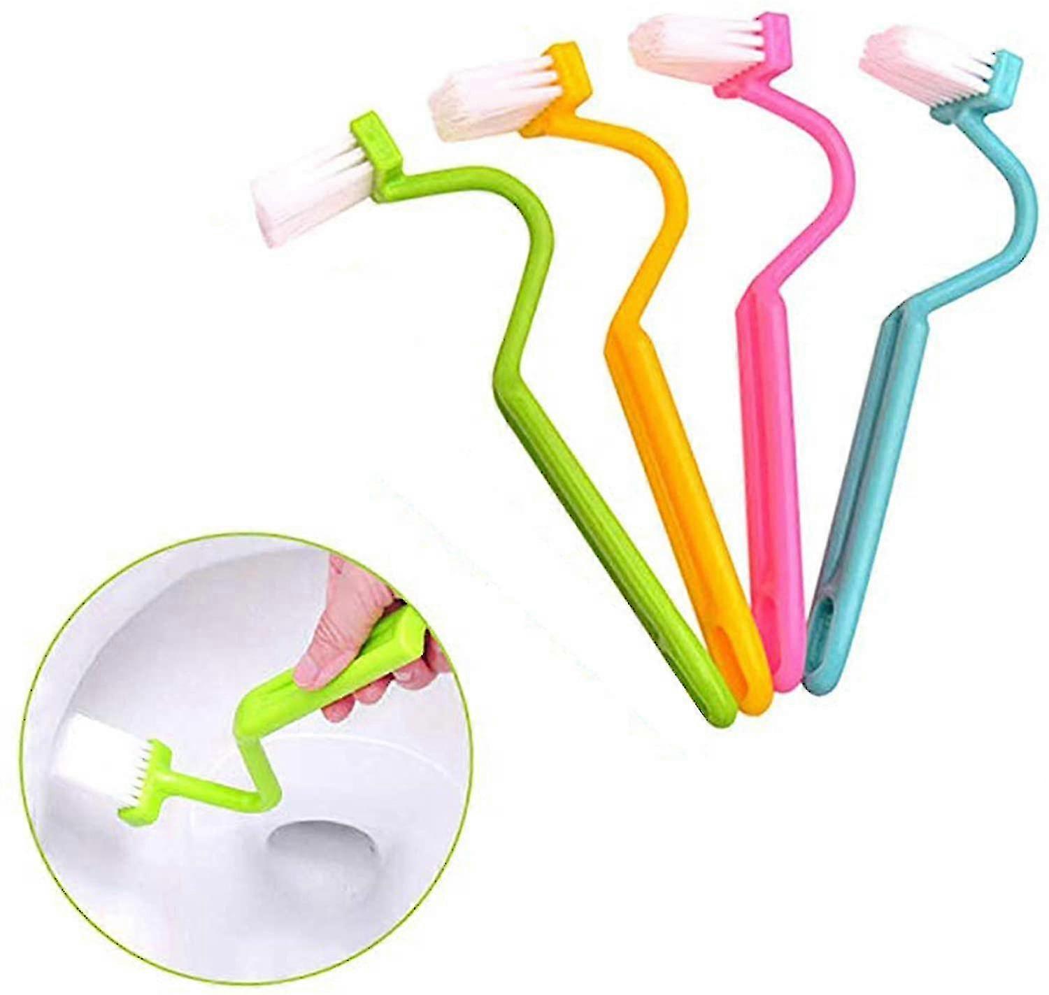 4ピースポータブルトイレブラシバスルームスクラバーライトカラーホームシャワールームV型湾曲クリーニング