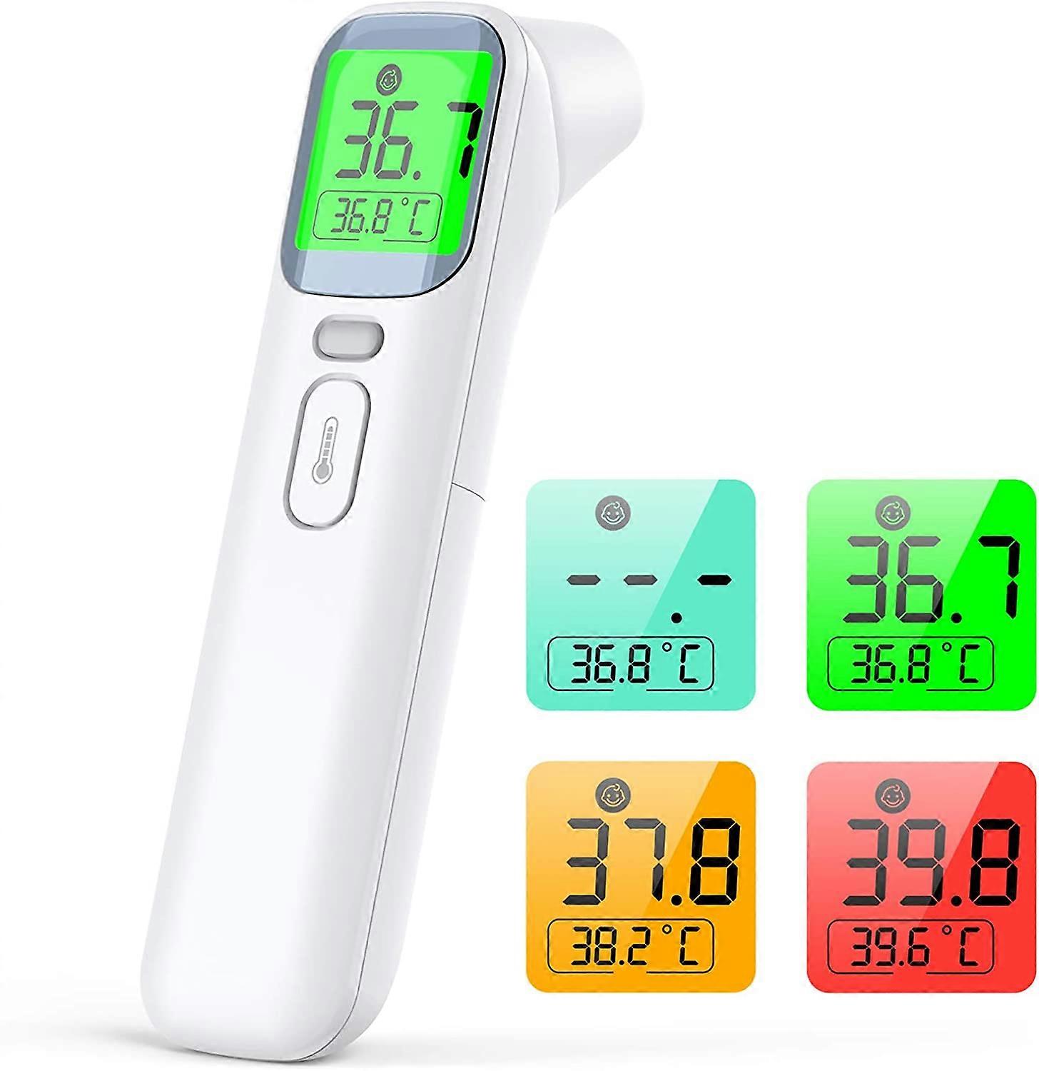 Infrarot-Stirnthermometer 3 in 1 Berührungsloses Stirnthermometer mit Fieberalarm, 4-farbige Digitalanzeige mit Hintergrundbeleuchtung, mit Speicherfunktion