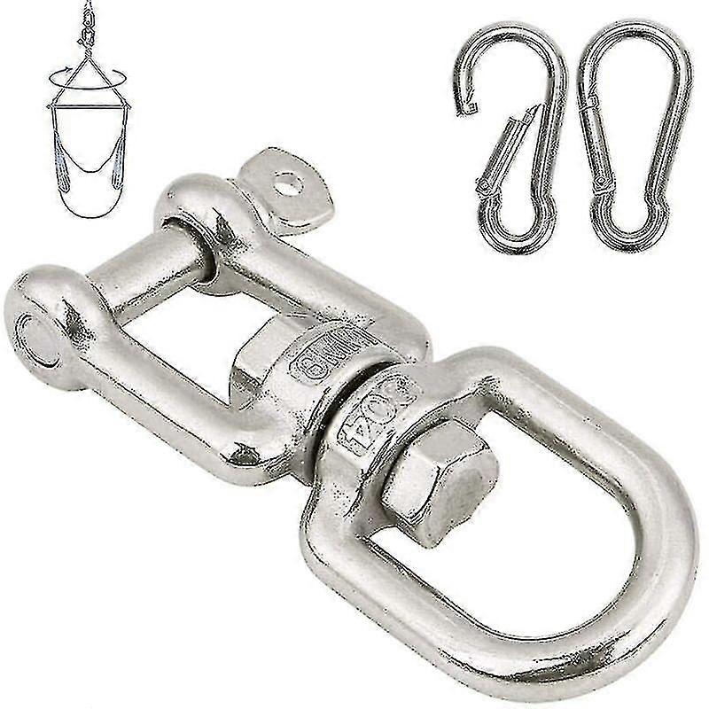 M8 Swing Hook 304 Stainless Steel + 2 M8 Swing Carabiner For Chair Hammock Swing Hanging Sandbag Climbing Rope Load Capacity Up To 300kg (M8 Type Ox)