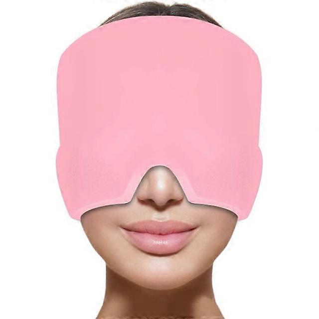 Gel Cold Ice Cap Relaxation Head Heat Treatment Head Wrap Face Mask Massagers Sleep Tool Black and Pink