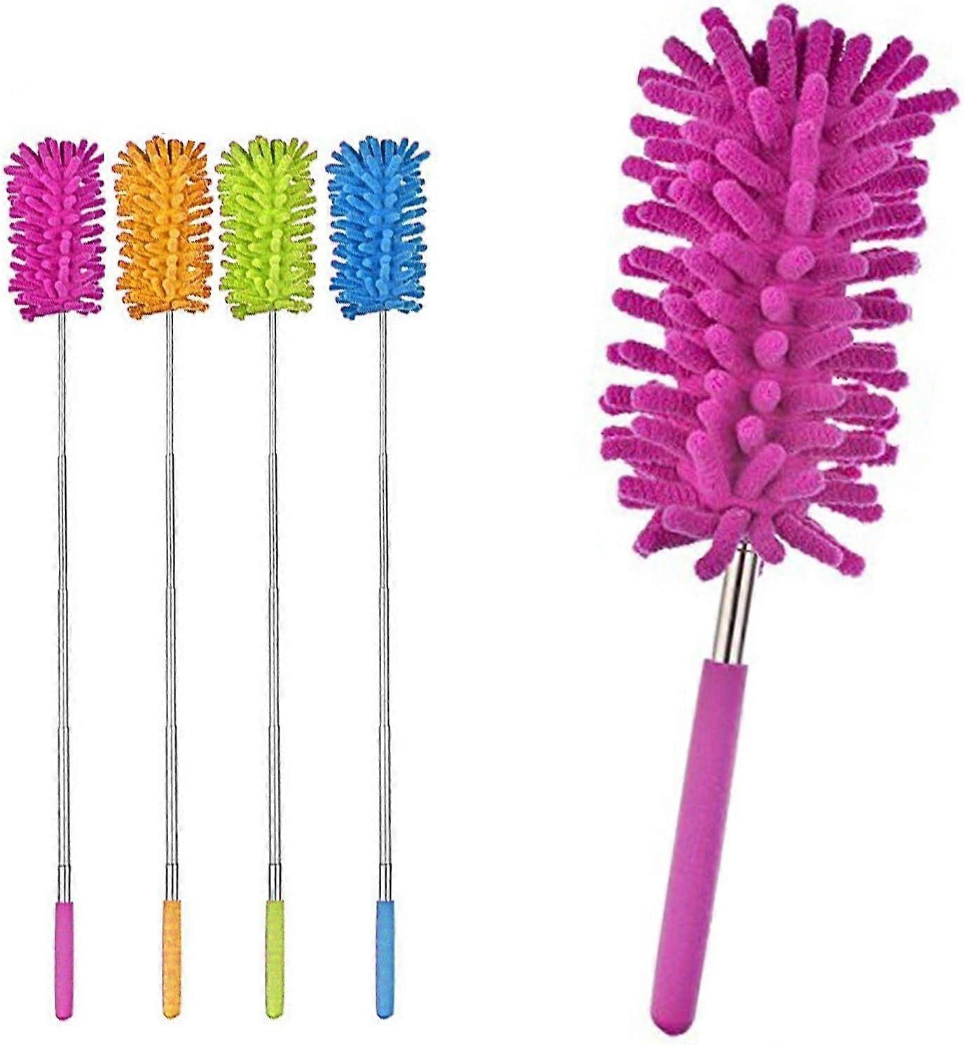 1 x EXTENDING TELESCOPIC MICROFIBRE CLEANING MULTIFUNCTIONAL DUSTER, FEATHER BRUSH, 1 Rose pink