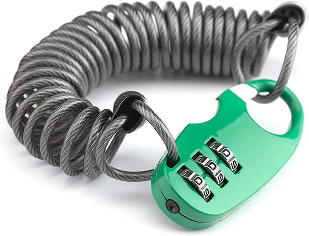 Anti-theft Helmet Combination Lock with 3-digit code 90 cm long cable Green