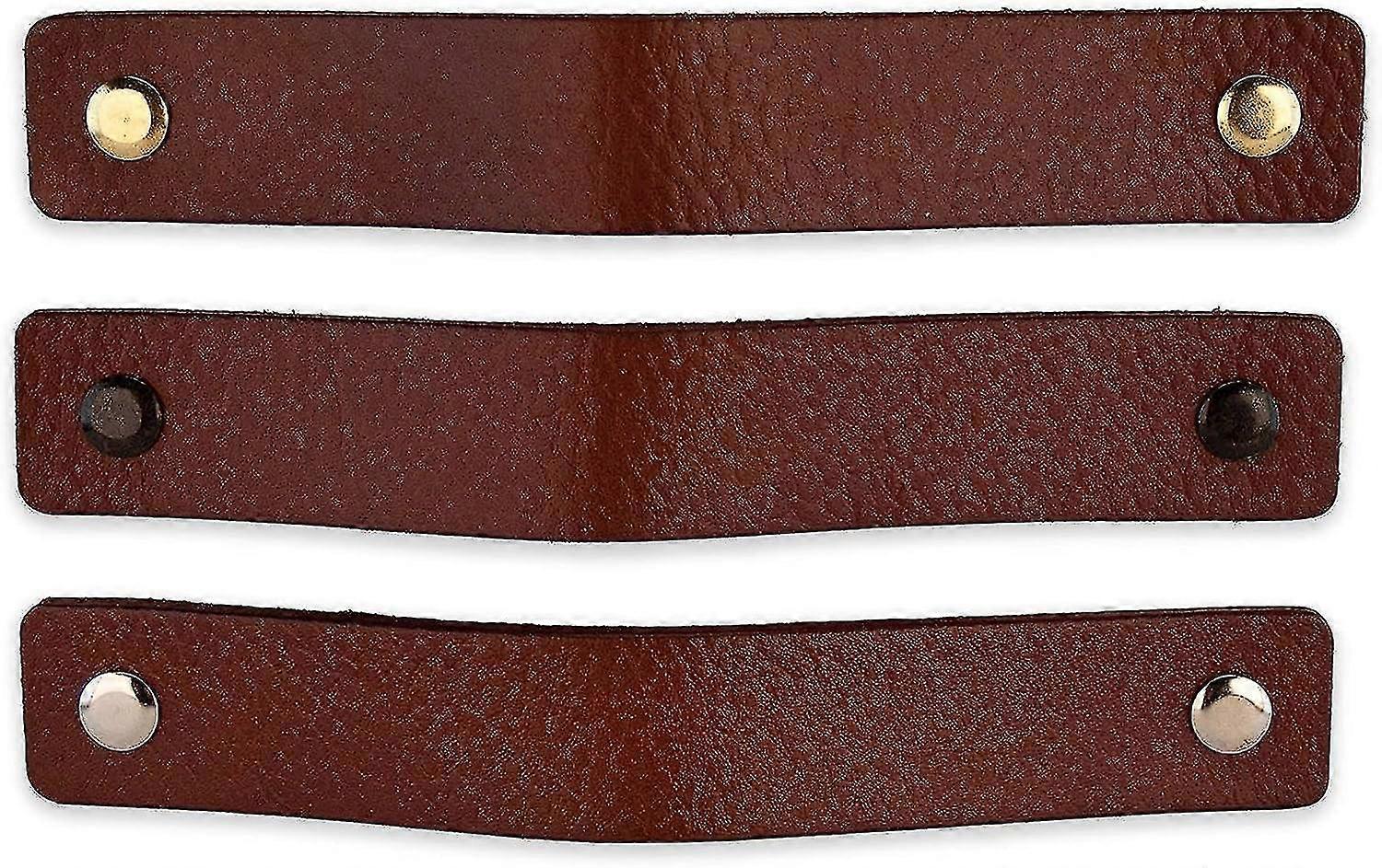 3-delade möbelhandtag i läder - 13,5 x 2,5 cm - för kök, badrum, skåp, byrå och badrum.