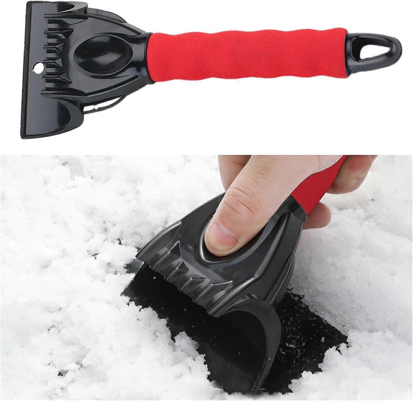 2x Car Ice Scrapers, Anti-Scratch Car Windshield Scraper with Foam Handle for Frost and Snow Removal (Red)