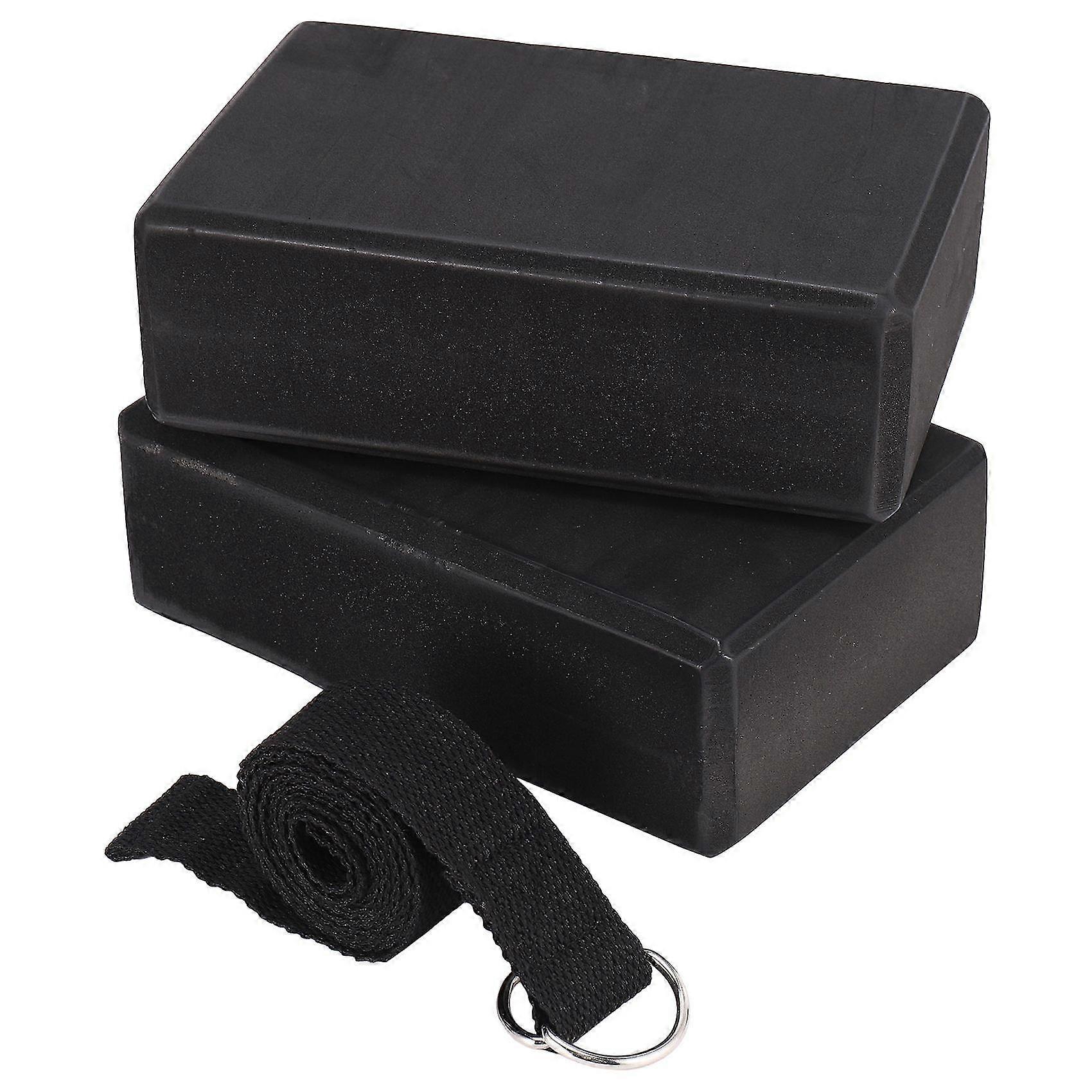 Yoga Block and Yoga Strap Set EVA Foam Soft Non-Slip Yoga Blocks Universal Stretching and Workouts