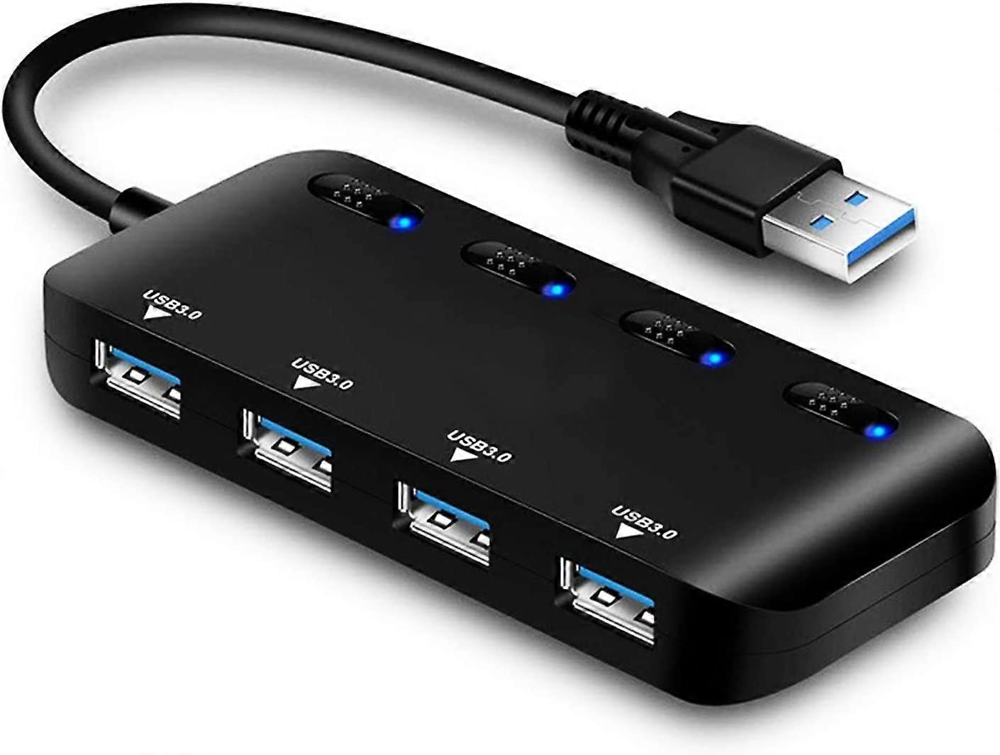 Port USB 3.0 Hub,with Switch Indicator Lights,for Mac Pro/Mini,PS4, XPS etc