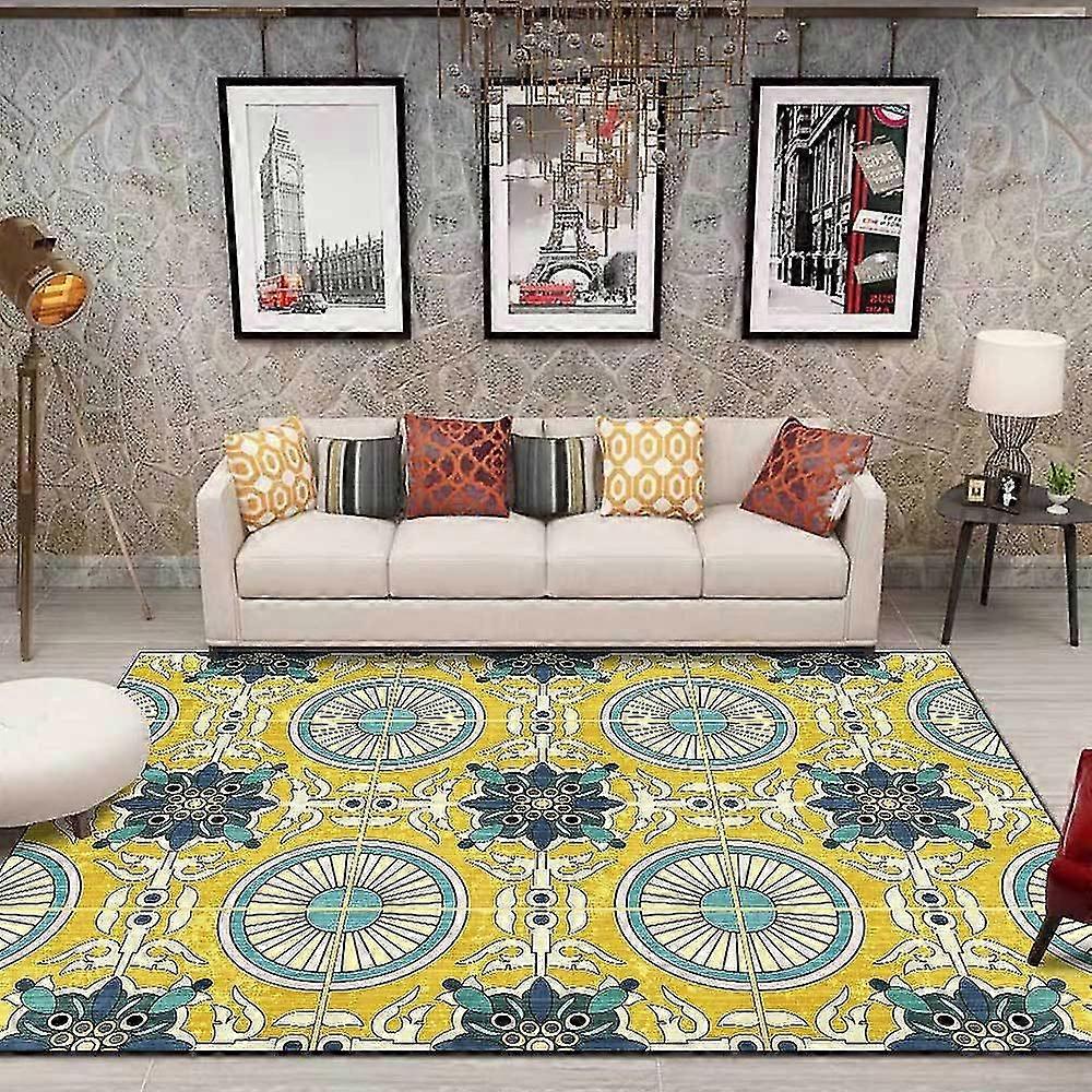 Tlmccf 80*120cm 复古古欧纹圆形客厅卧室床地毯|地毯