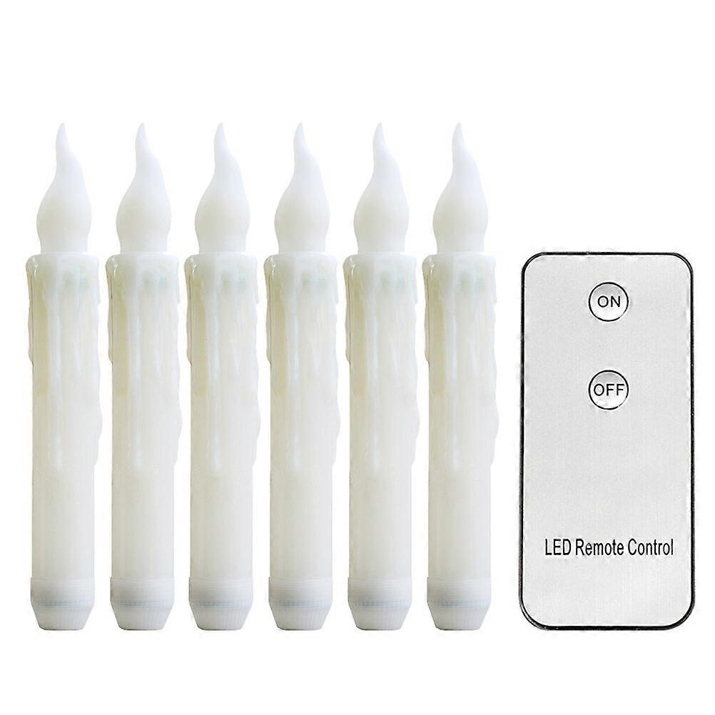 6Pcs Plastic Candle Lamp LED Candle Long Pole Candle Light