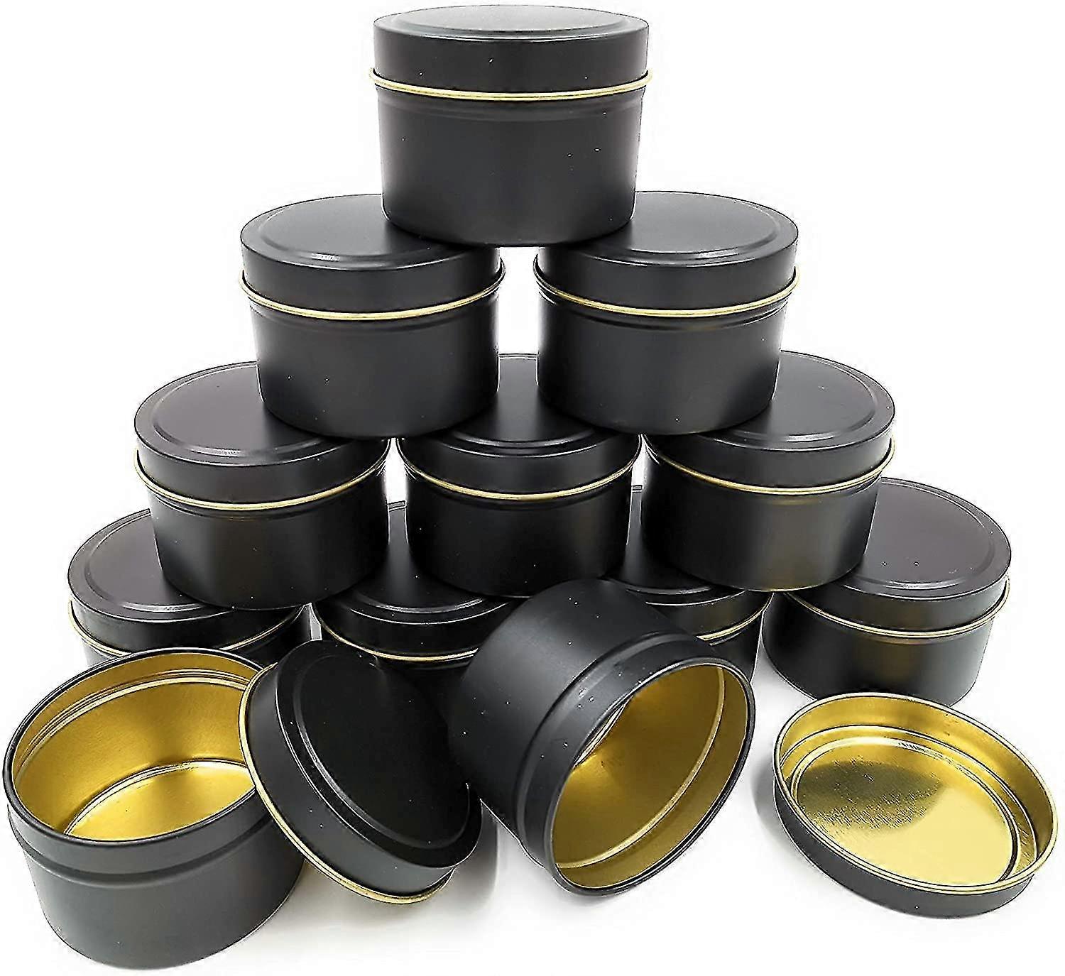 Candle Jars For Candle Making, 12-pack Empty Metal Candle Jars With Lid, Diy Candle Containers For Candle Making, Crafts, Storage, And More (2 Oz, Bla