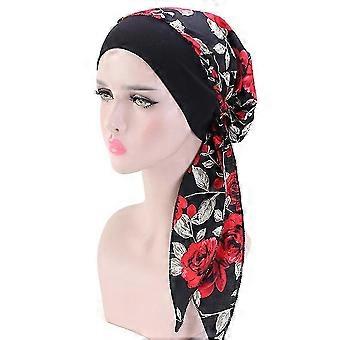 Frauen Krebs Kopf Schal Elastische Chemo Piraten Mütze Muslim Turban Pre-tied Kopfbedeckung