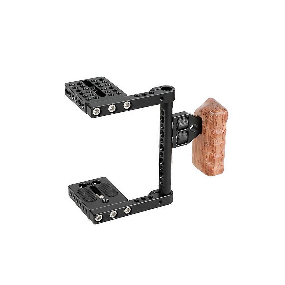 朗思利数码单反摄像机笼式稳定器装置，带木柄，适用于佳能尼康索尼