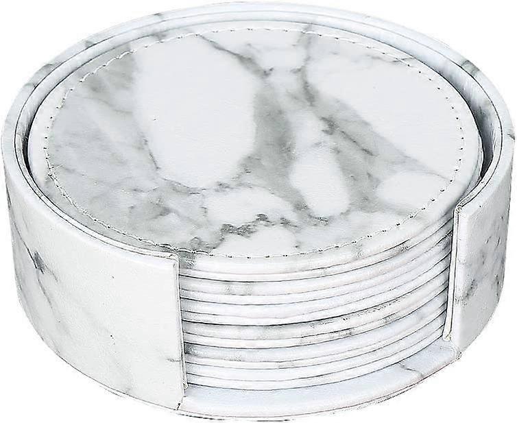 Sett med 6 Coasters (rund marmor)