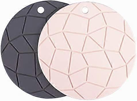 2PCS Heat Insulation Pad Kitchen Silicone Mat Tableware Insulation Pad Potholders (Round)