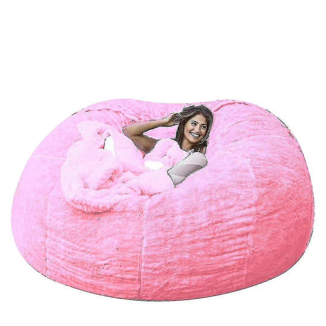 Lazy Sofa Bean Bag Artificial Fur Bean Bag Bean Sofa-150cm*75cm-pink