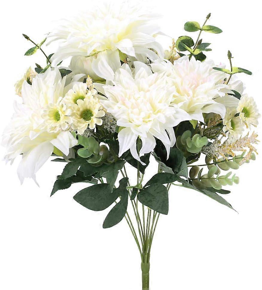 Buchet de matase artificiala Flori albe artificiale Dahlia si Daisy pentru nunta Vaza casei Aranjament floral piesa centrala