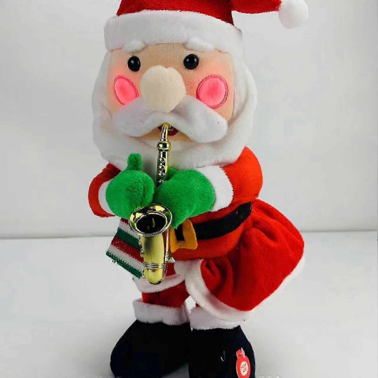 Père Noël Dansant Et Chantant – 24 Cm – 2 Modes (avec Lumières) – Cadeau De Noël