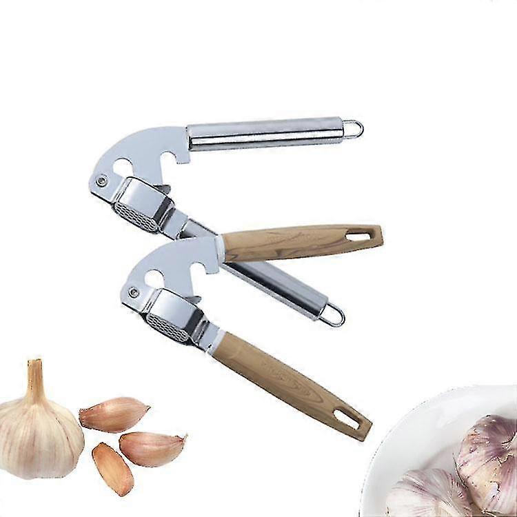 2pcs Stainless Steel Multifunction Garlic Press Crusher Kitchen Ginger Squeezer