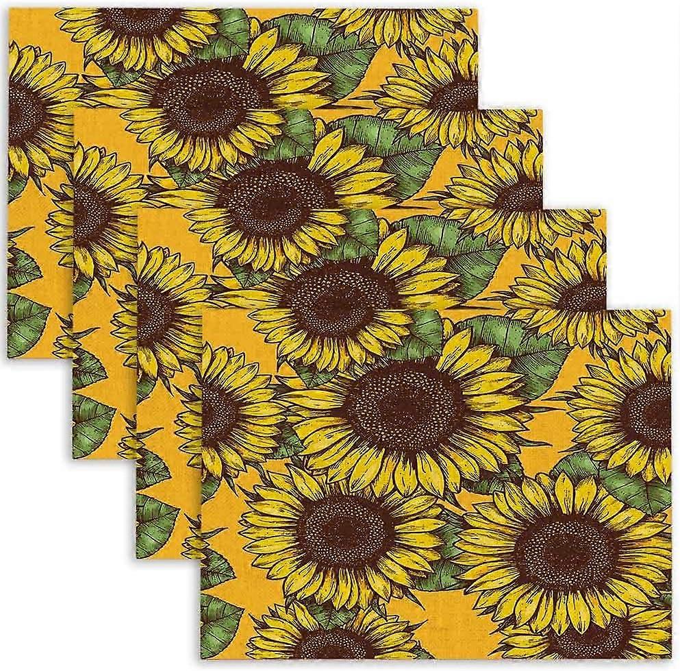 Tischsets Set mit 4 Sonnenblumen-Tischsets Hitzebeständige rutschfeste Esstischsets Waschbare Tischsets für die Küche zu Hause Dcor