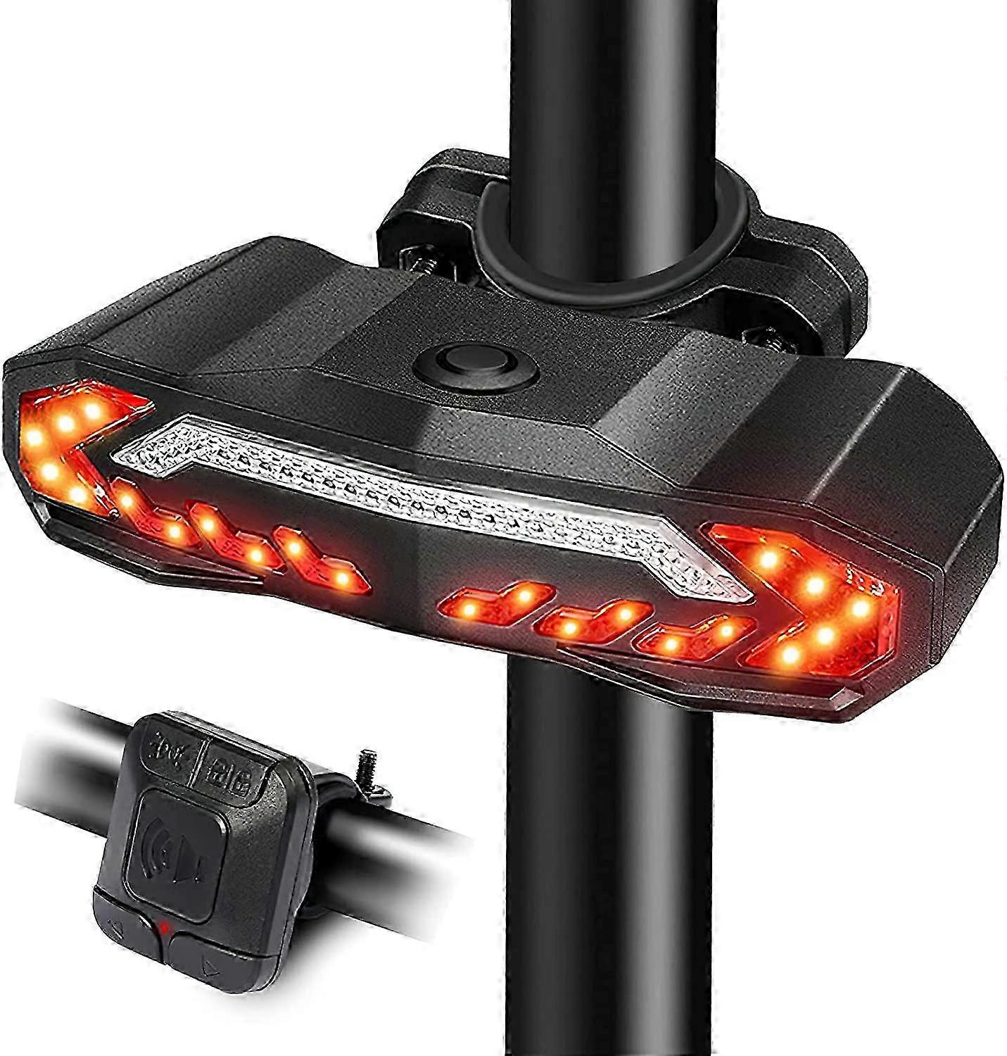 Waterproof Bicycle Rear Light with Remote Control Ultra Bright Bicycle Tail Light USB Rechargeable Bicycle Tail Light with Turn Signal and Auto Brake
