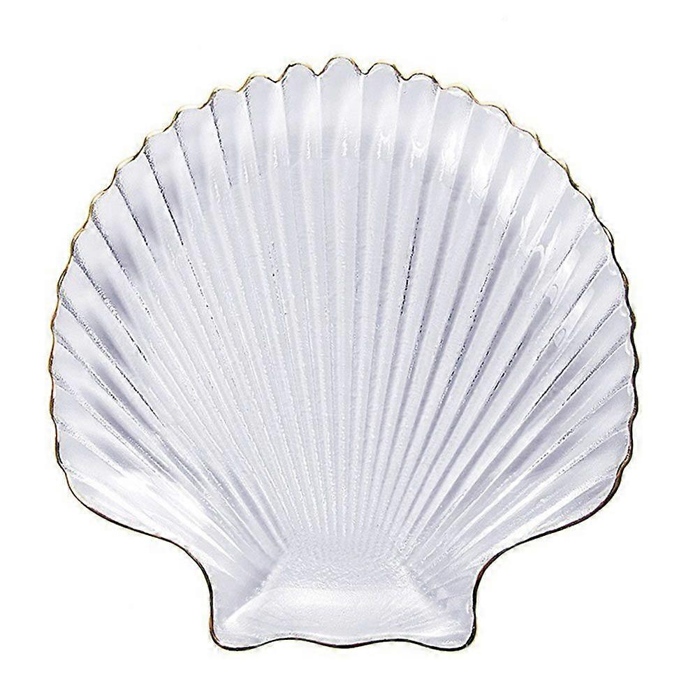 1pc Creative Glass Dish Breakfast Plate Shell Shape Plate Fruit Salad Plate