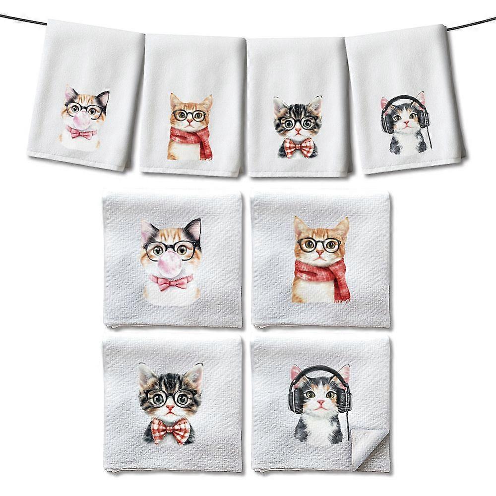 4Pcs 4 Styles Microfiber Cleaning Cloth Kitchen Dishcloths Cat Shape 600x400mm 1pc/style