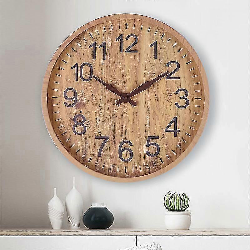 Nordic Minimalist Wooden Wall Clock No Ticking Round Hanging Clocks Elegant P20250110813