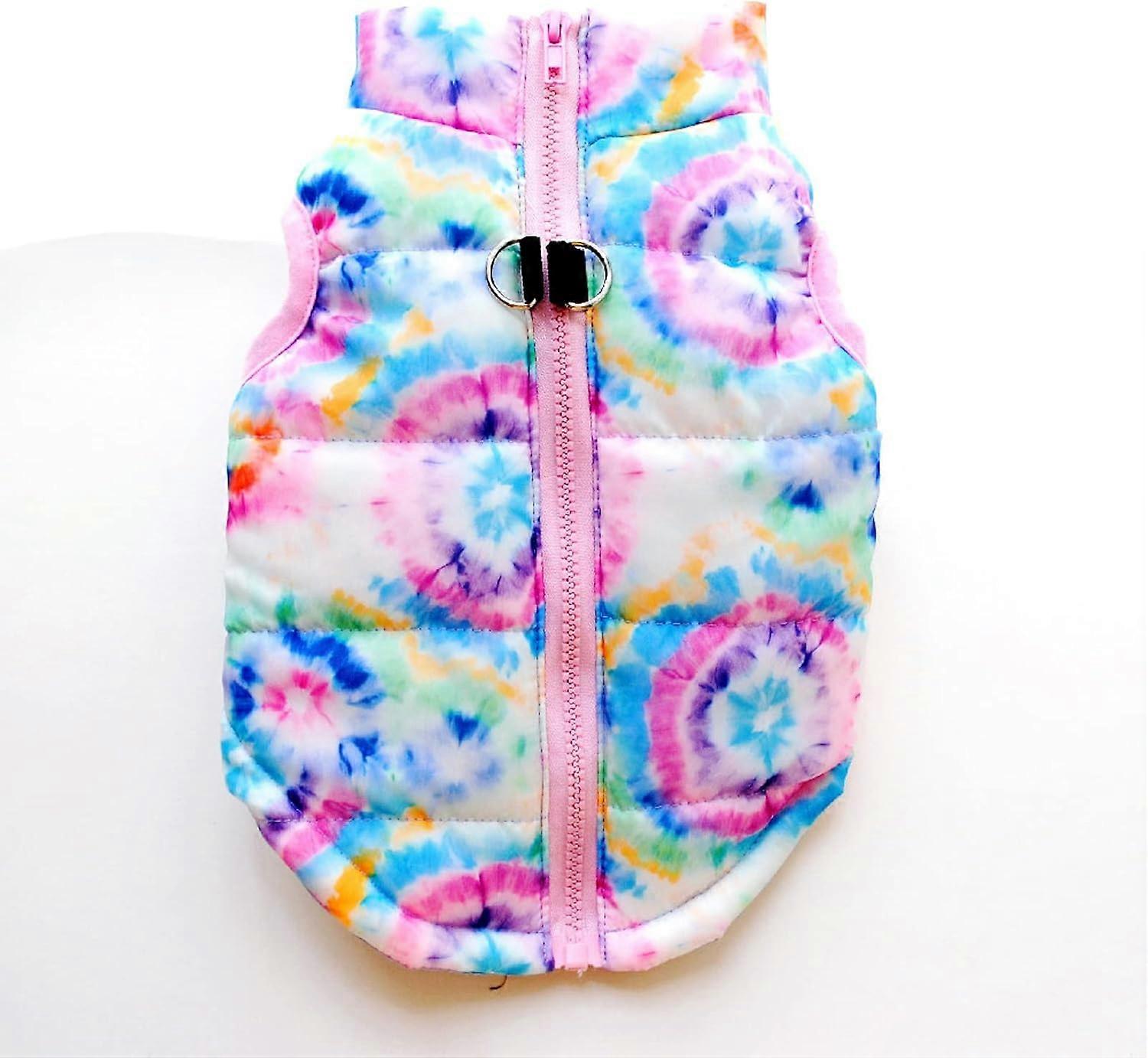 Dog Winter Coat with Zipper Leash Hook, Warm Puppy Vest Jacket for Small Medium Dogs, Colorful XS Size