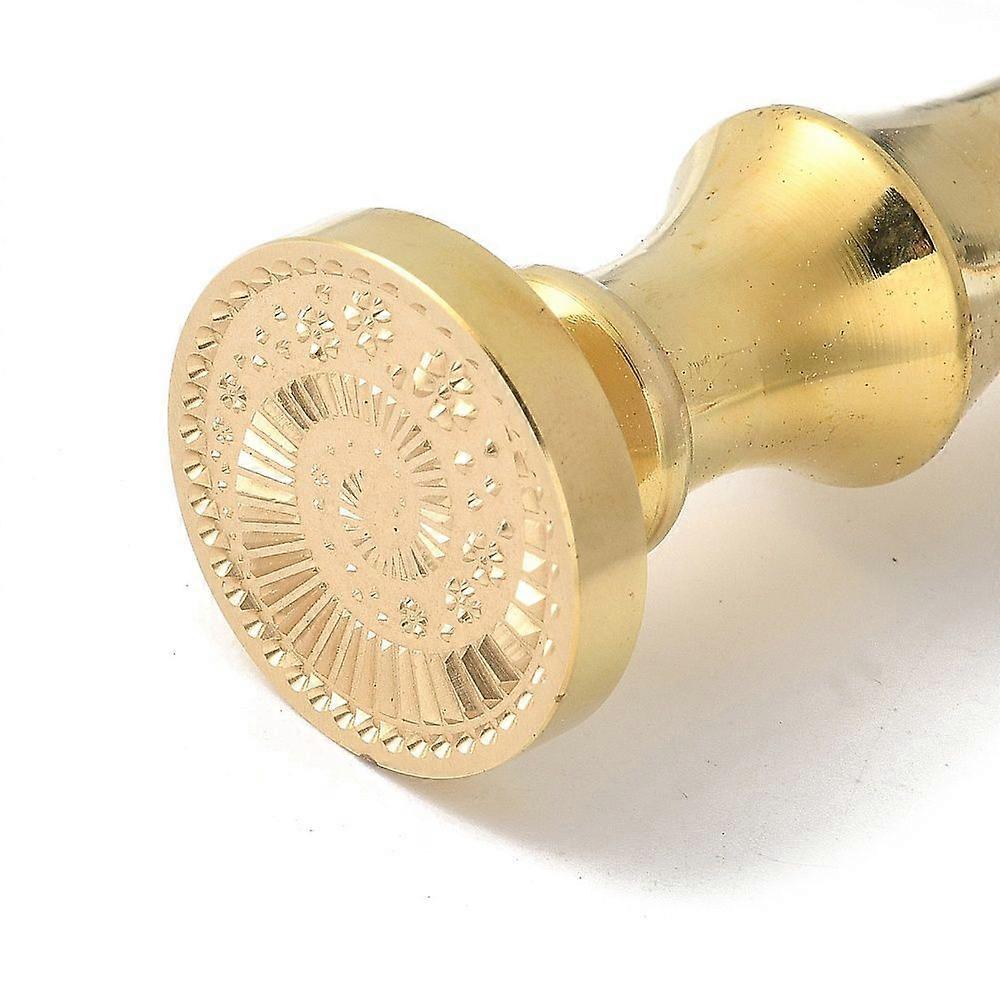 DIY Scrapbook Brass Wax Seal Stamp and Handle Sets Vortex with Flower Pattern Golden 87x20mm Stamp: 2.55cm