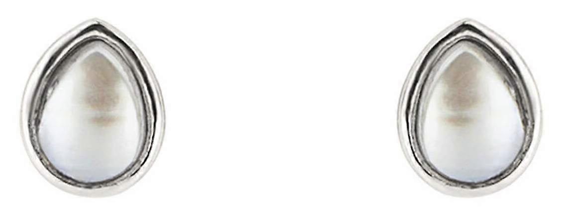 Beginnings June Semi-Precious Birthstone Earrings - Silver/Pearl