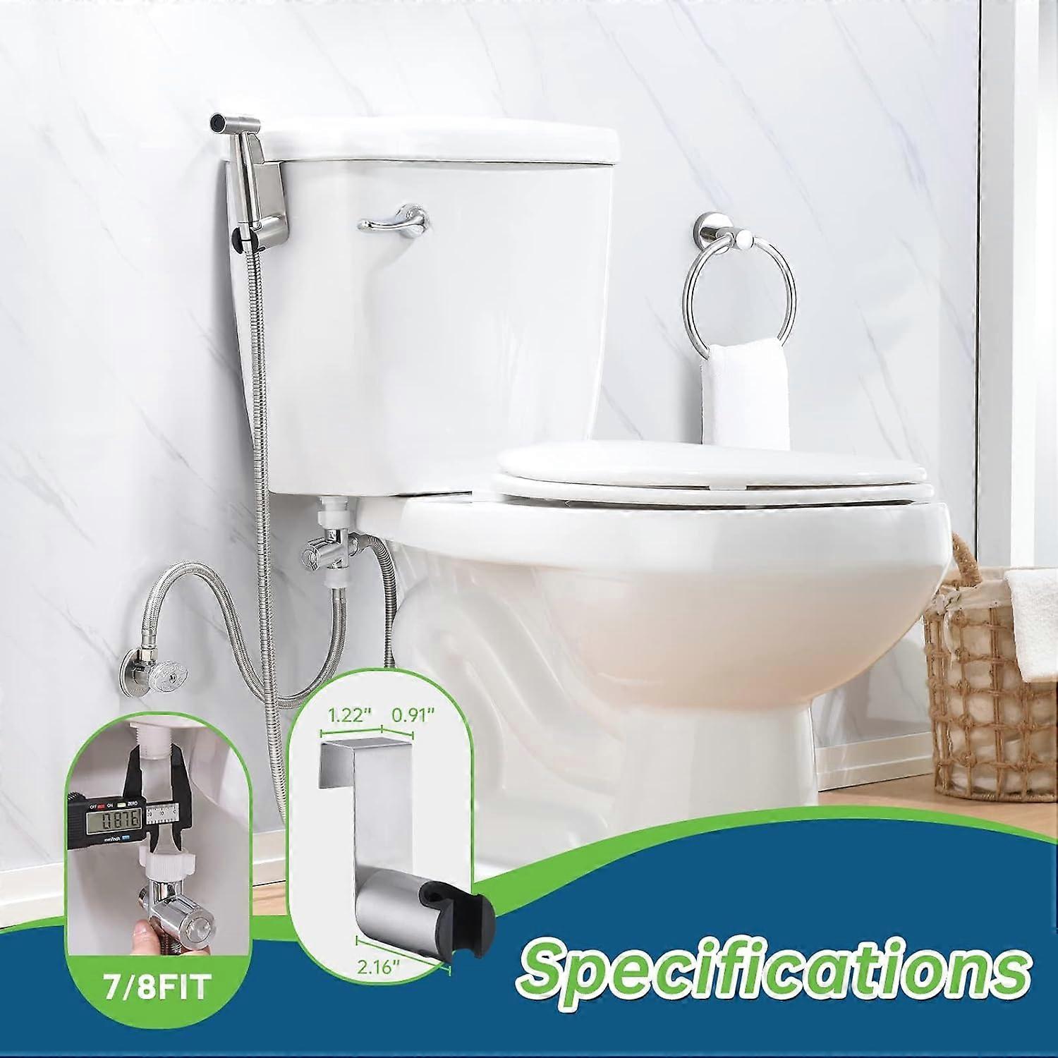 Handheld Bidet Sprayer with Adjustable Water Pressure, Stainless Steel, Hose Length 59 Inches, Toilet Hygiene Accessory