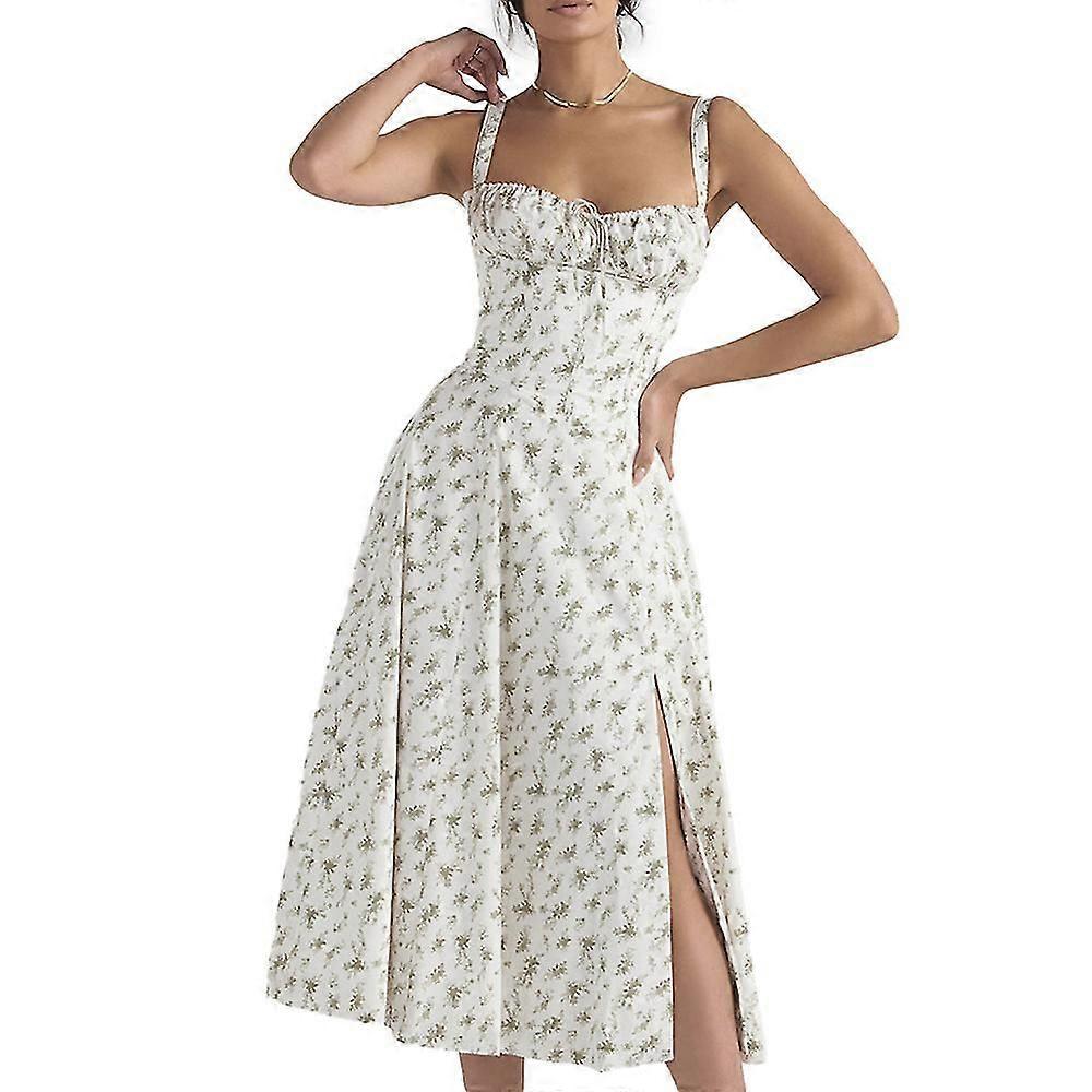 Women's Maxi Dress Summer Print Bandage Backless Split Dresssoft Fabric, Adjustable Shoulder Strap