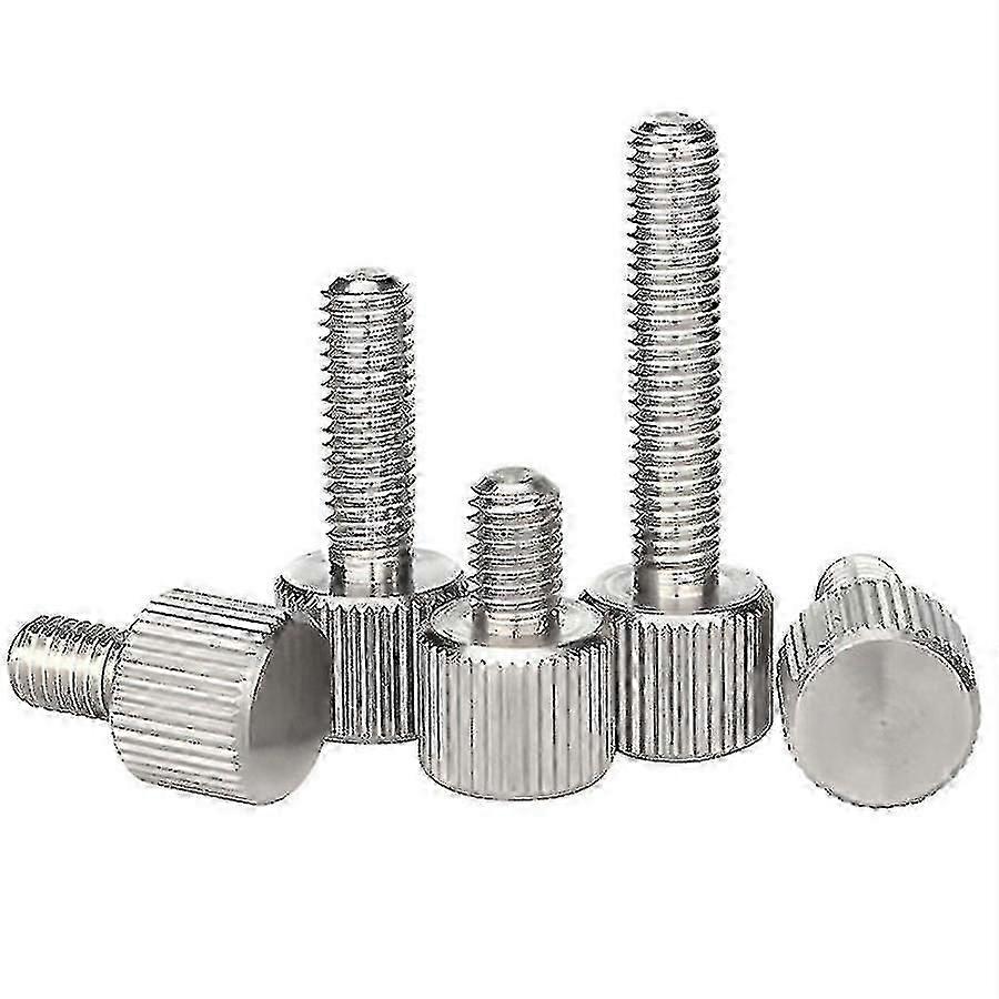 Vis à pouce en acier inoxydable moletée M3 M4 M5 M6 Vis à vis plate 20pcs