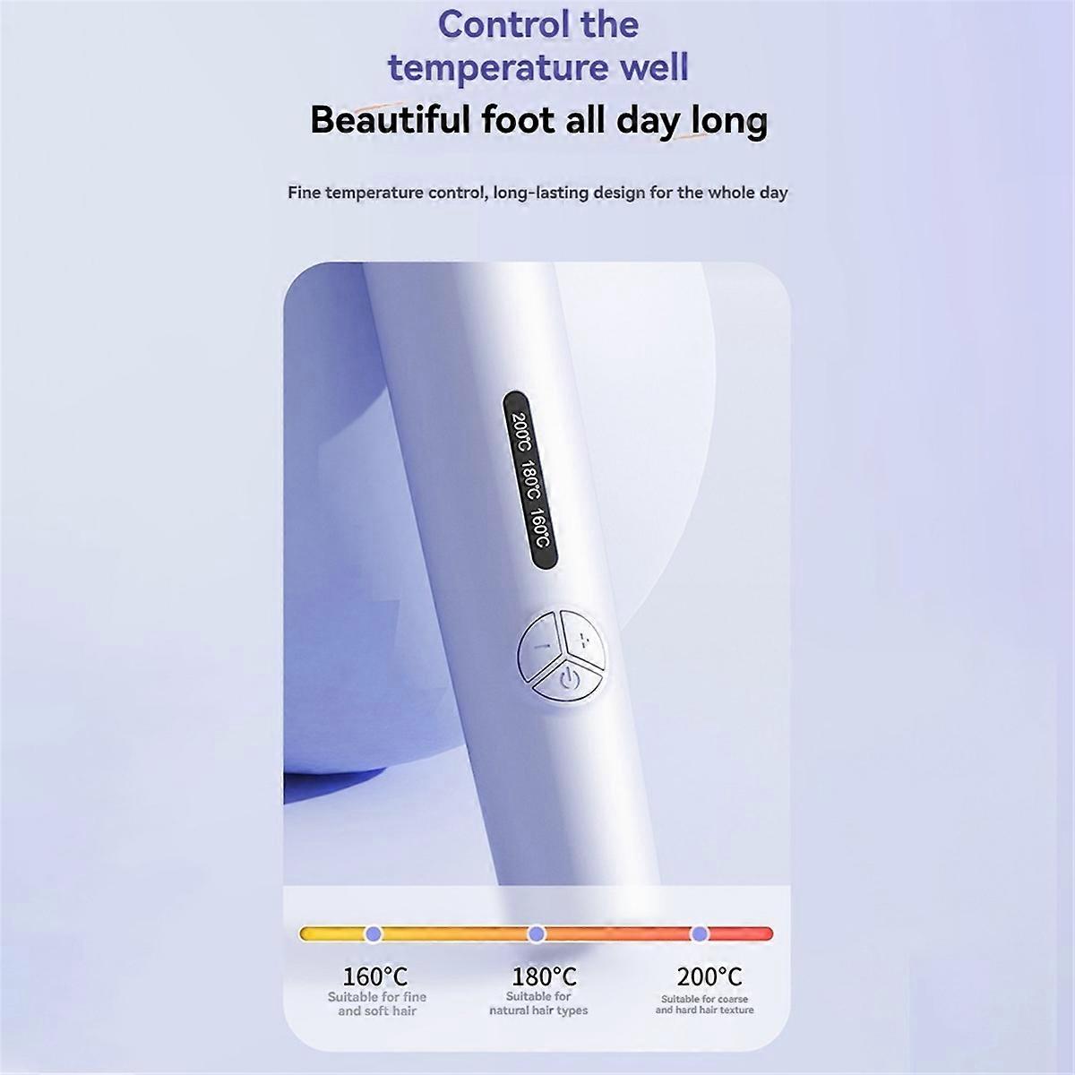 32mm Automatic Hair Curler 2-In-1 Winding and Straightening with 3 Temperatures 1 Hour Automatic Power Off Pink (EU)