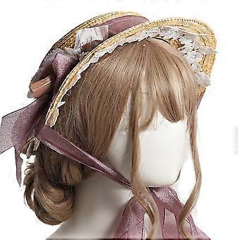Handgemachte Frauen 1800er Jahre Viktorianer Hochzeit Tee Party Hut Haube Flache Haube Hut Farbe Blume Sonne Hut Stroh Weben Hüte Bordeaux