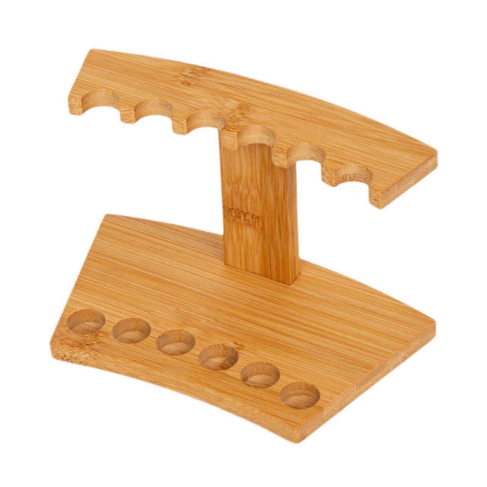 Incense Sticks Tube Storage Rack Multifunction Display Stand Elegant Bracket 6 Holes Light Wood