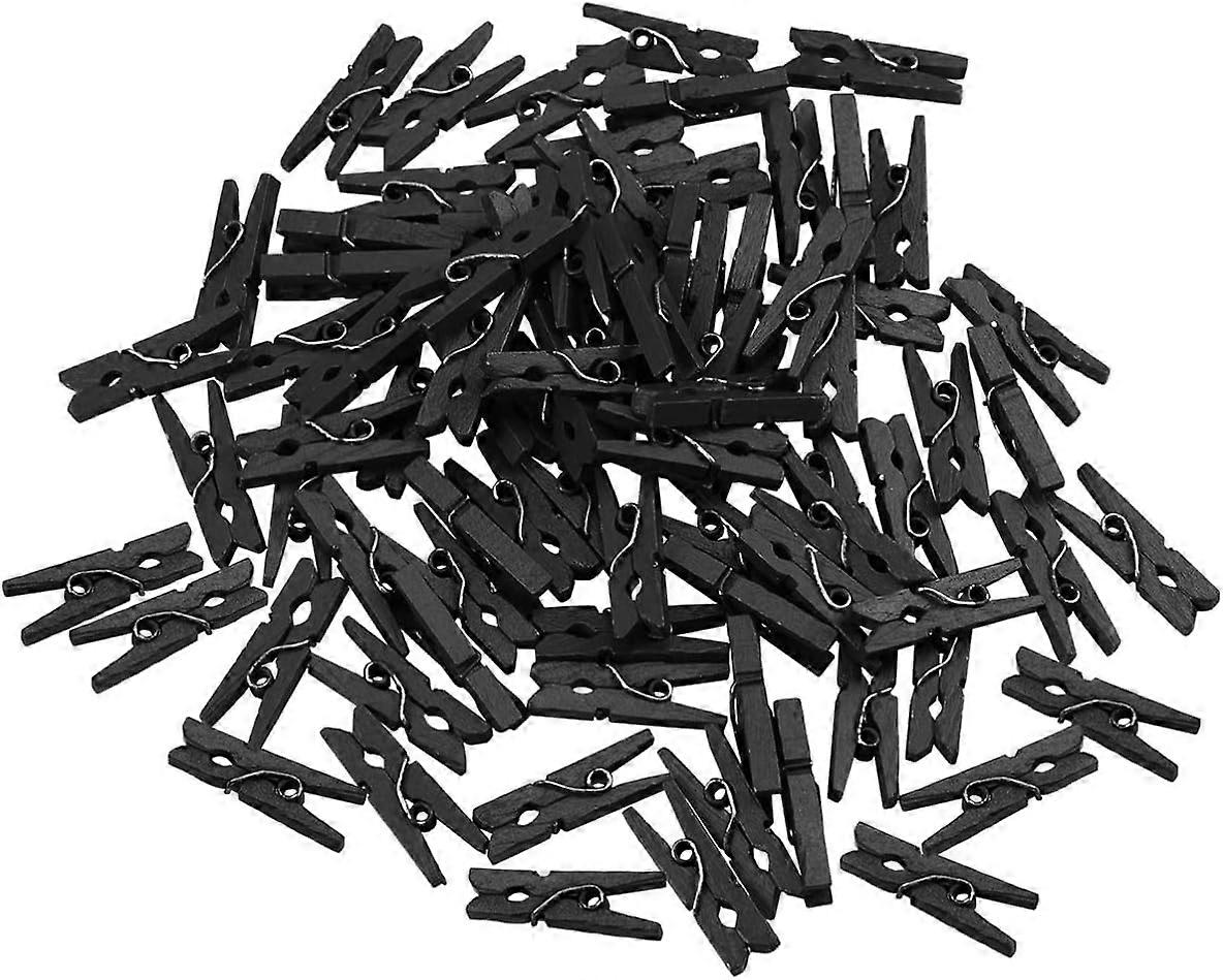 100PCS Wood Clothes Hooks, Black