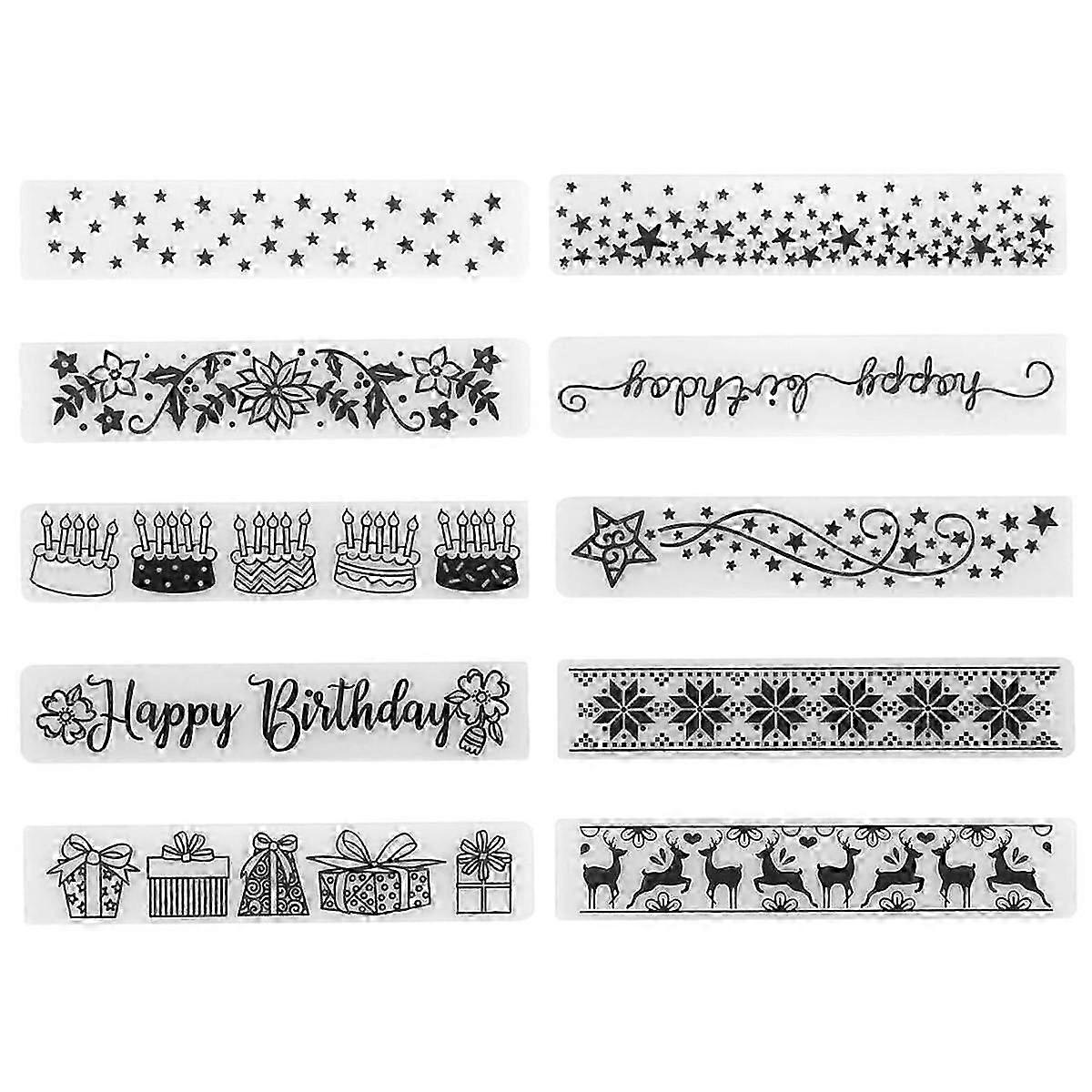 10Pcs Embossing Folder DIY Craft Template Stencils for Scrapbooking, Size 15X3cm