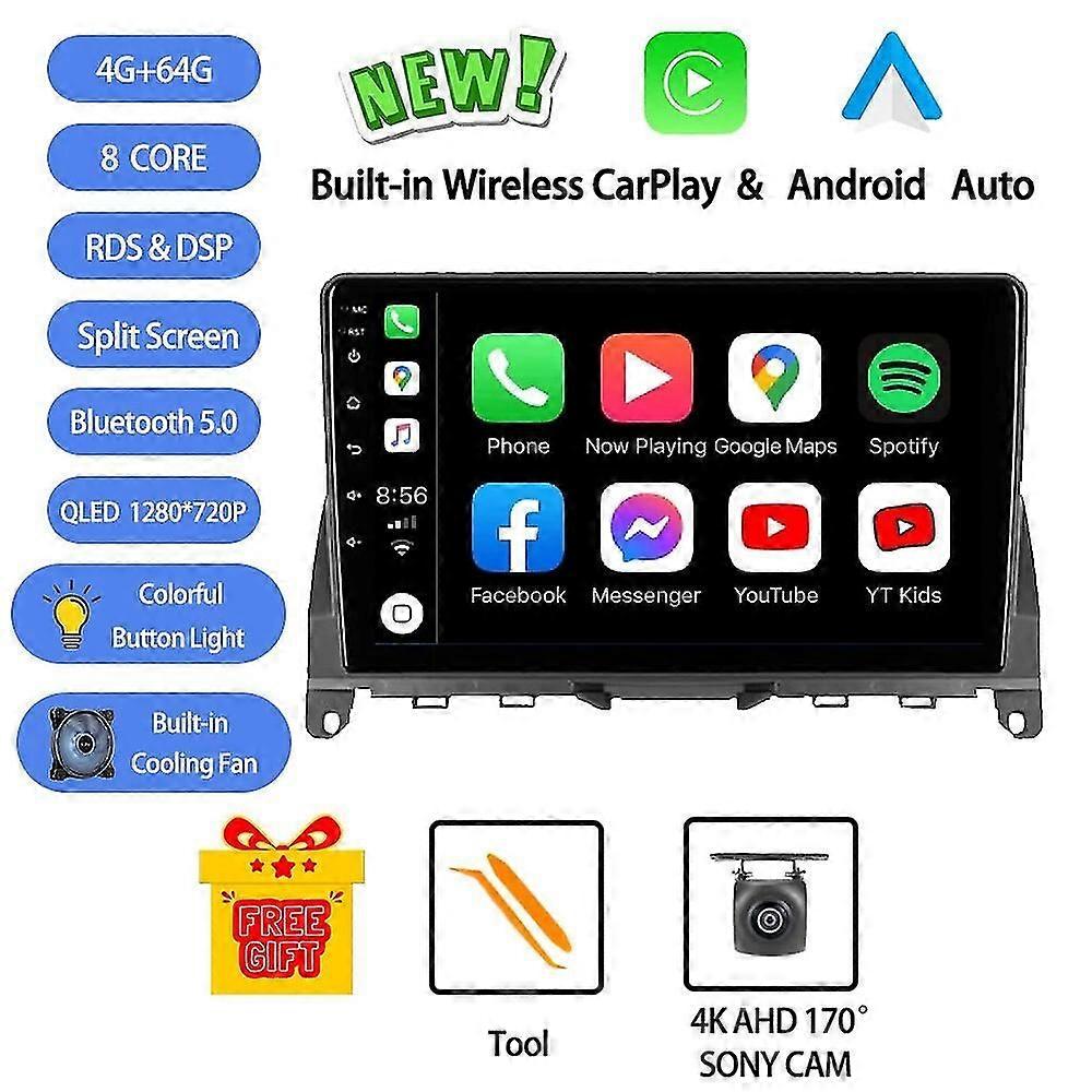 Android 13 For Mercedes Benz C Class W204 S204 2007 - 2014 Car Radio Multimedia Dvd Player Stereo Navigation Gps Rds Dsp Auto