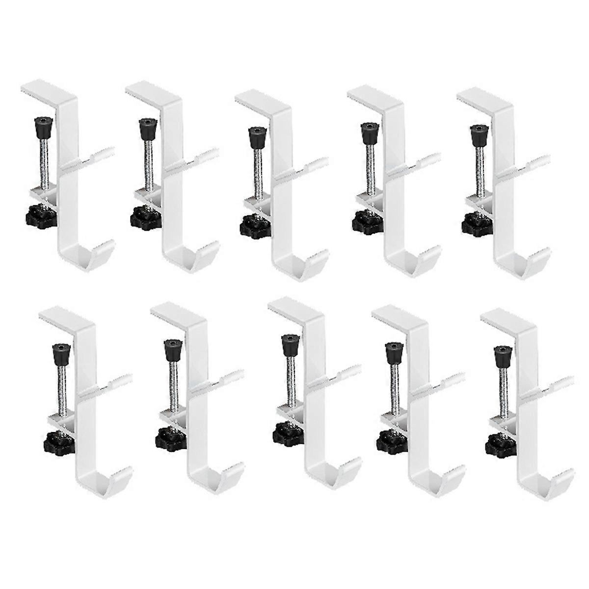 10pcs Double-Layer Locking Desk Hook Bag Hook Office Desk Mobile Bag Hook Desk Side Table Hook White