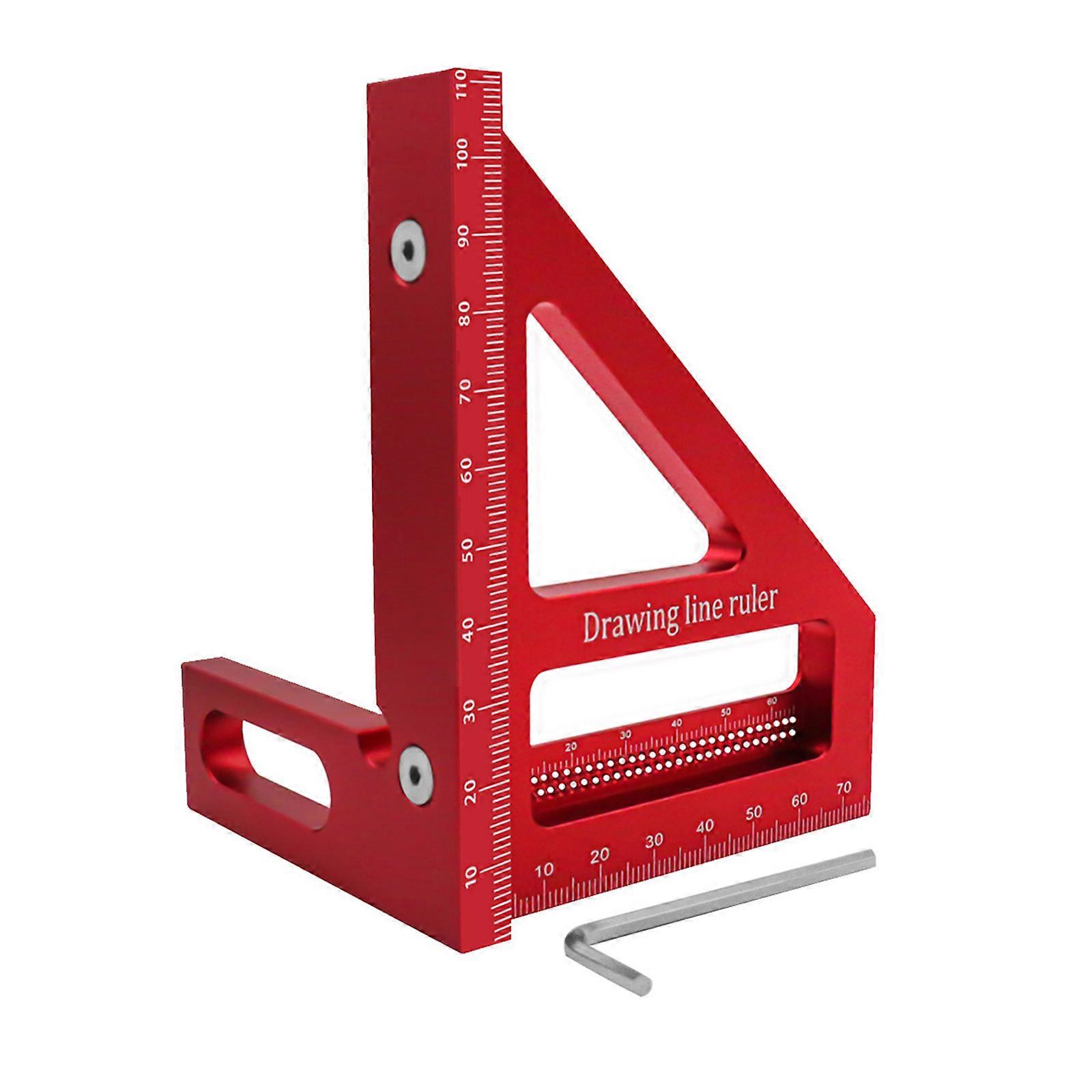 45/90 Degree Aluminum Alloy Miters Triangle Ruler Woodworking Square Protractor High-Precision Measuring for Engineer Red