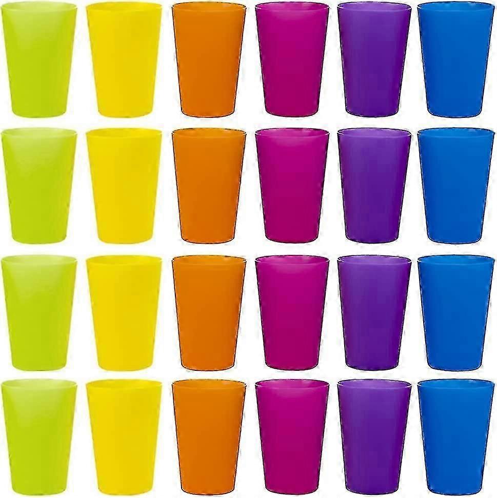 24 Pcs Reusable Plastic Cups, 6 Bright Colors Plastic Cups For Kids, Camping