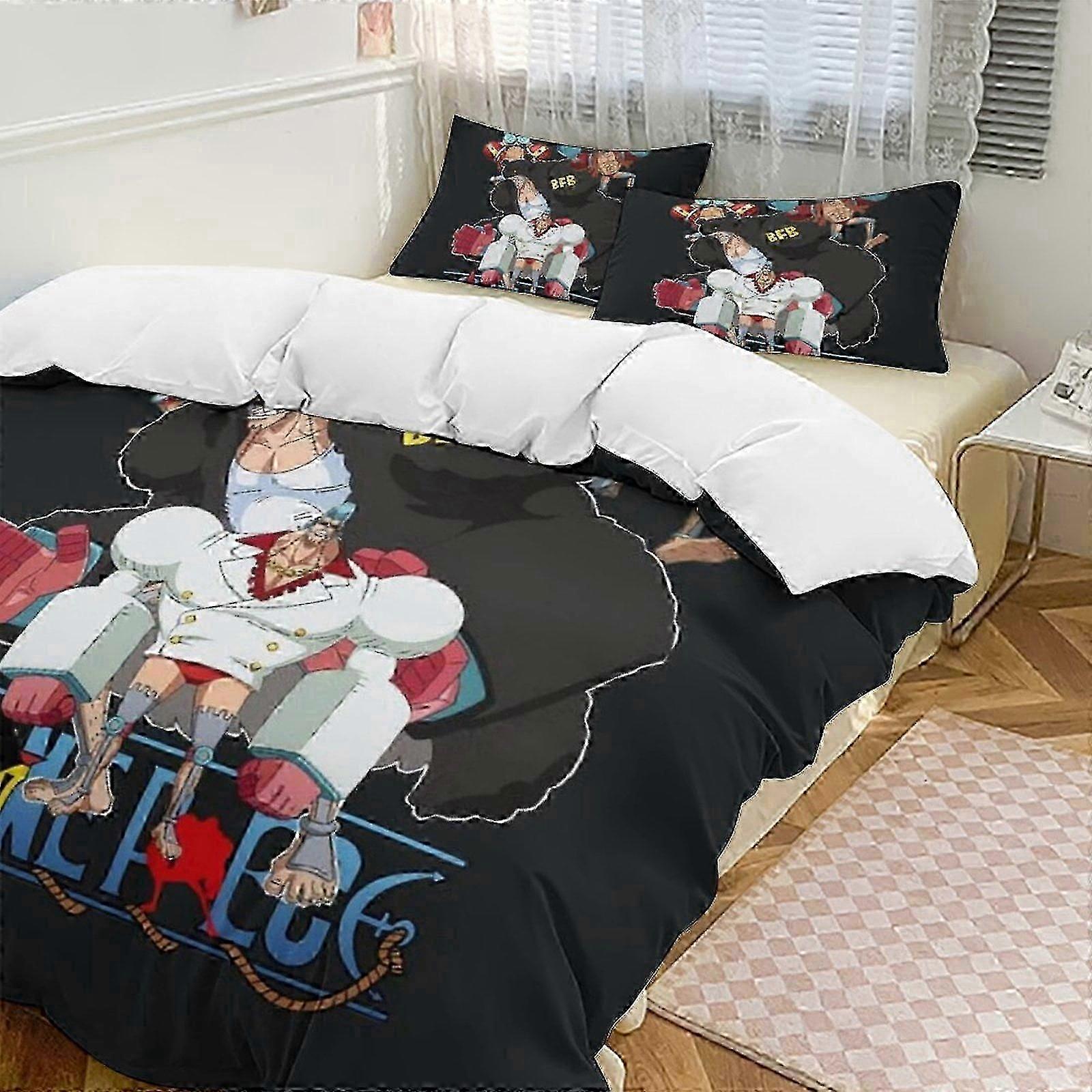 v1561 Lakan FRANKY Säng Påslakan Rolig Anime Tecknad Sängkläder Se Lättvikt3 Bit Täcke Se, fodral (1 Påslakan och 2 örngott) Säng S