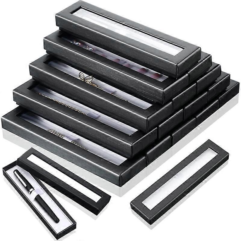16 Pieces Empty Pen Gift Box Black Cardboard Case with Clear Window