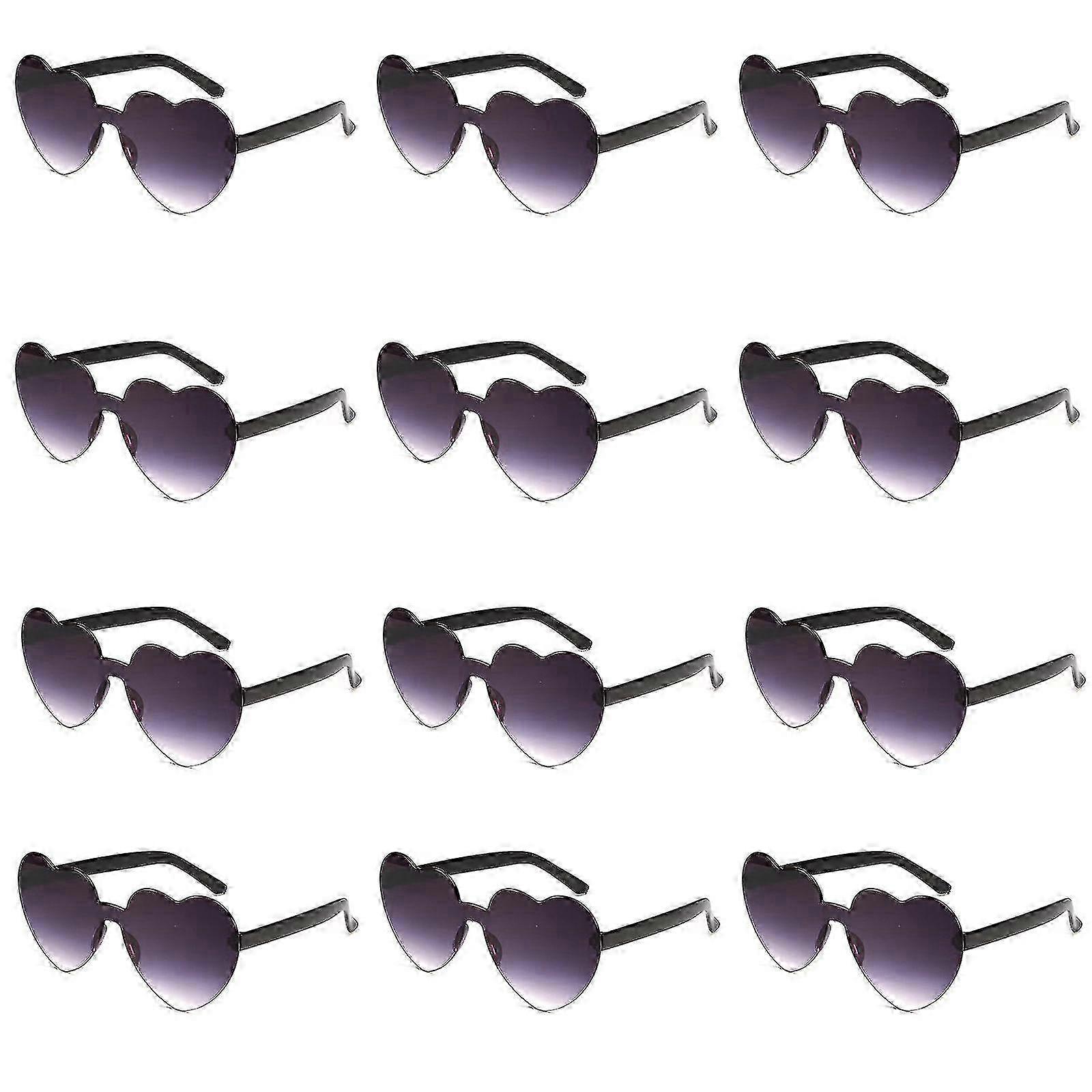 12buc inima ochelari de soare pentru femei transparent inima în formă de ochelari de soare vrac Fun ochelari de soare Pack pentru Partidul Favor