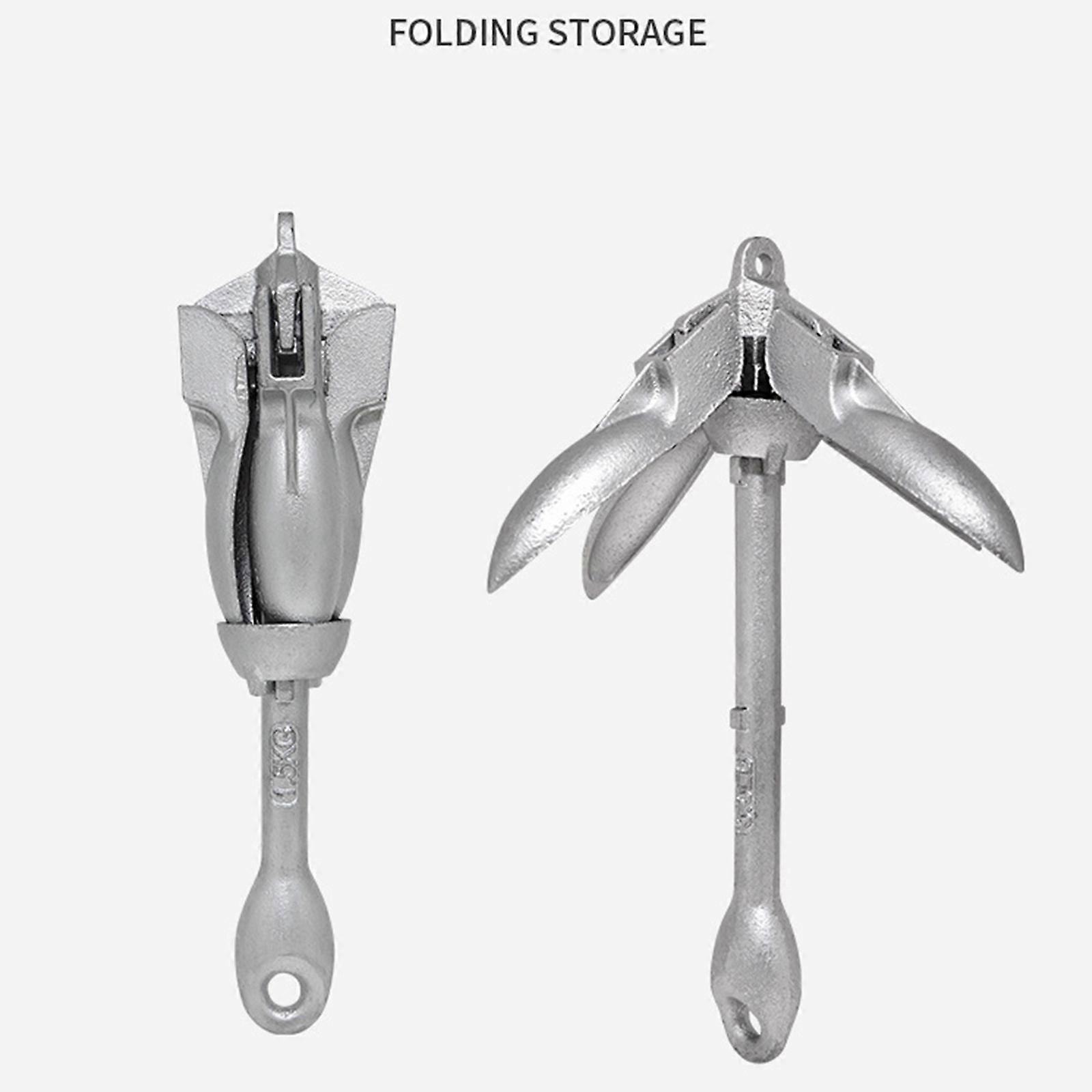 0.7 / 1.5kg Anclas plegables para barcos de rezón Anclas plegables para kayak con anclas de 65,61 pies Anclas de barcos de cuerda de remolque