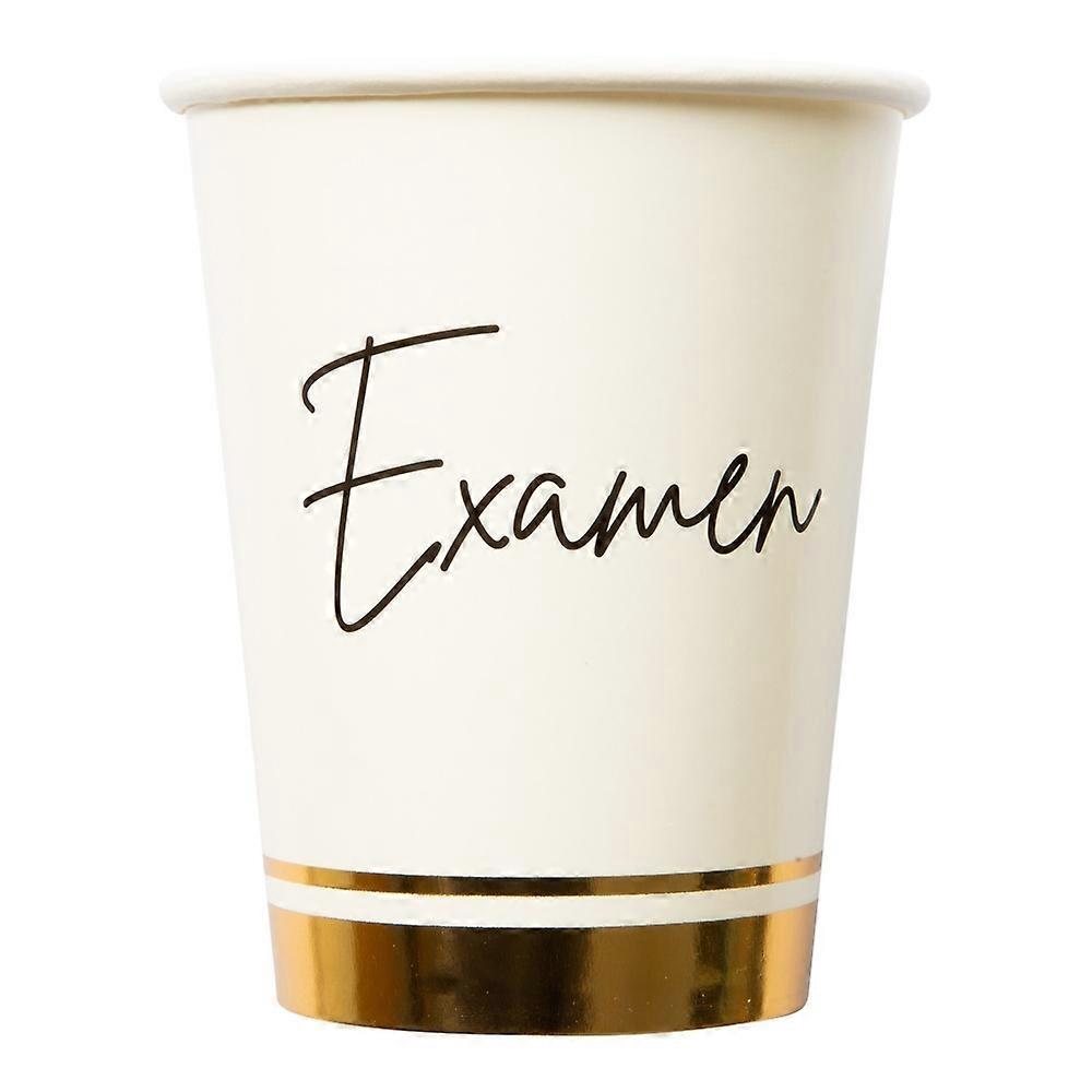 Mugg Examen Vit/Guld 8-pack