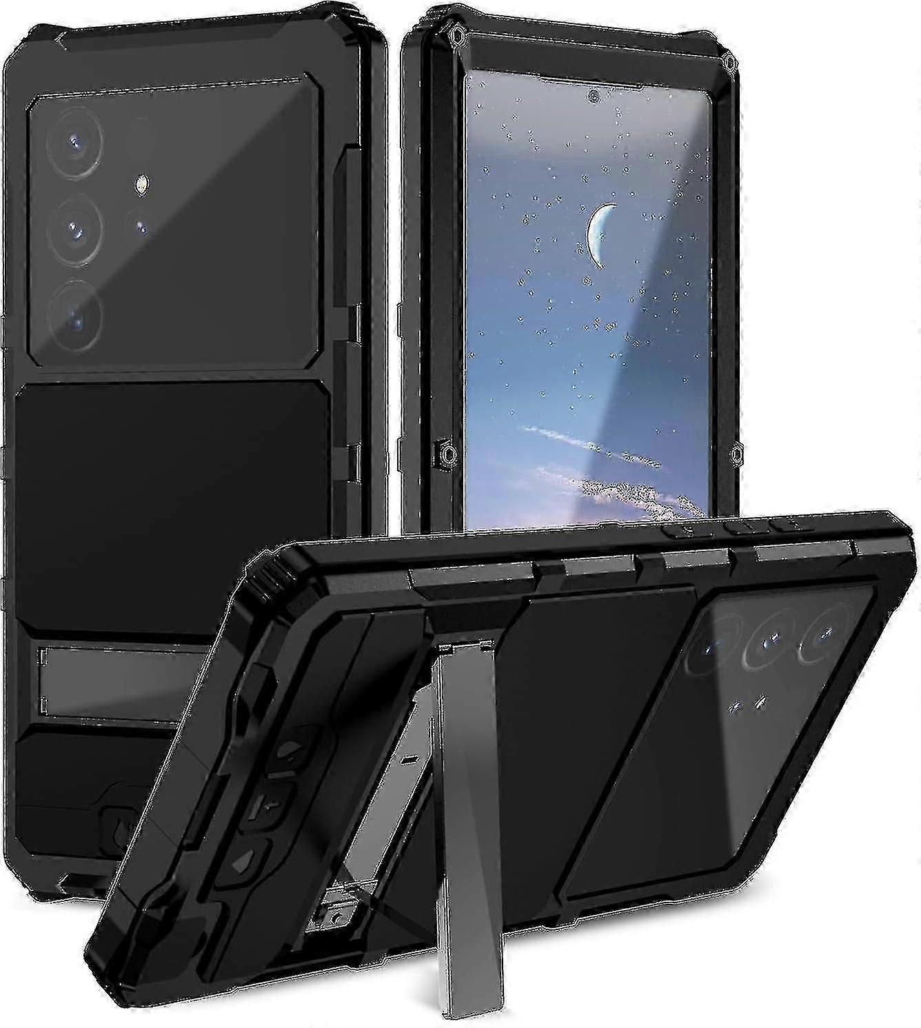 Heavy Duty Metal Military Grade Phone Case For Samsung Galaxy S24 Ultra Built-in Screen Lens Protection